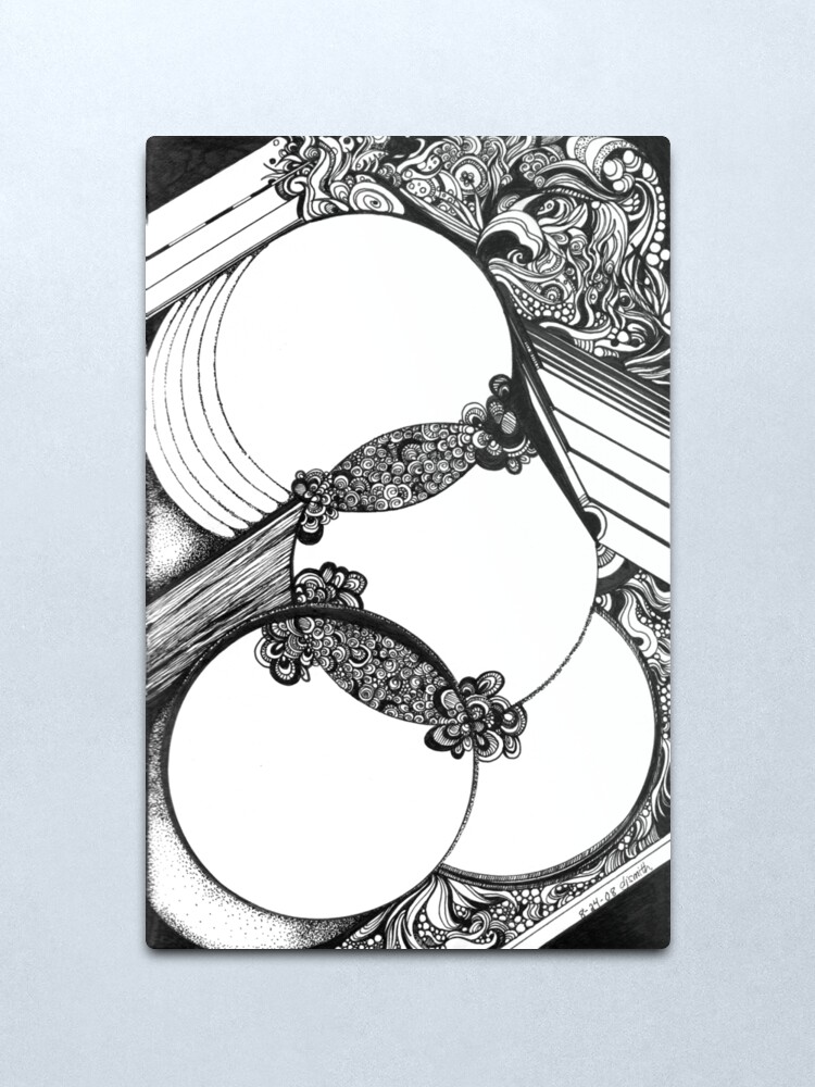 Alternate view of Interwoven, Ink Drawing Metal Print