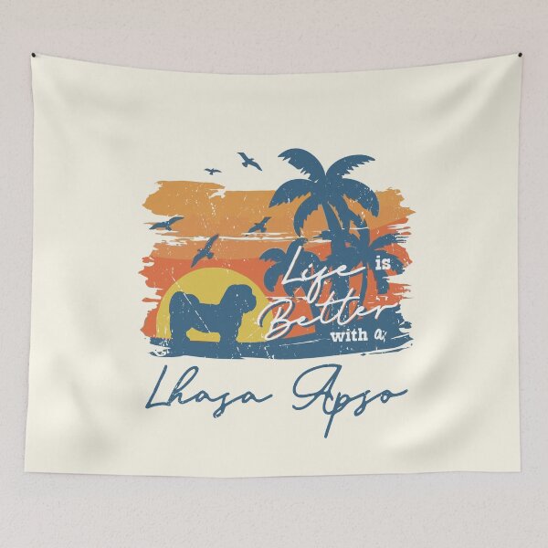 Item preview, Life is Better With Lhasa Apso Beach Sunset Retro Vintage designed and sold by rafaeltto.