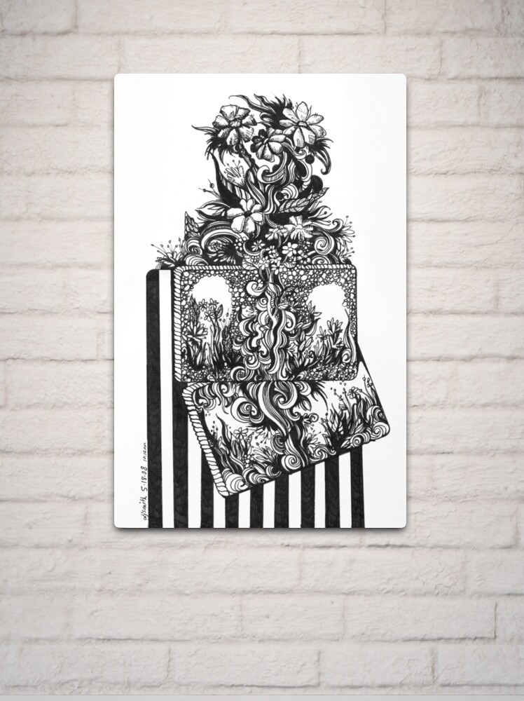 Thumbnail 2 of 4, Metal Print, The Garden, Ink Drawing designed and sold by Danielle Scott.