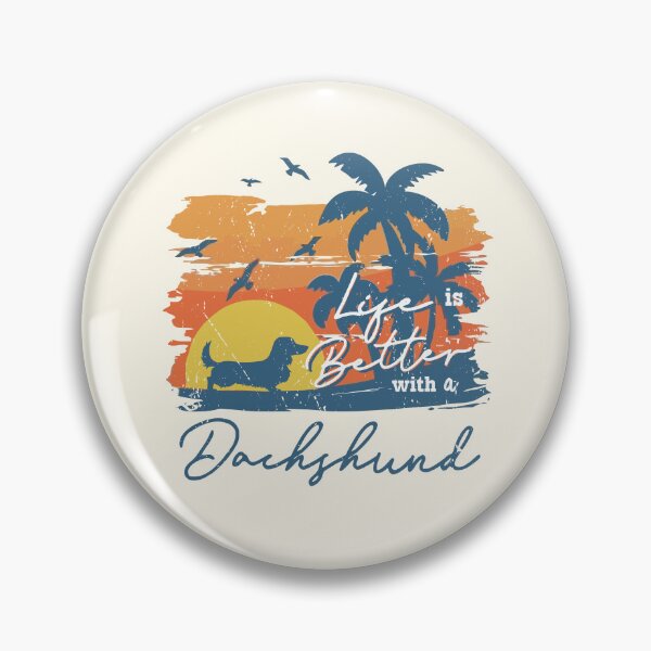 Item preview, Life is Better With Long Haired Dachshund Beach Sunset Retro Vintage designed and sold by rafaeltto.
