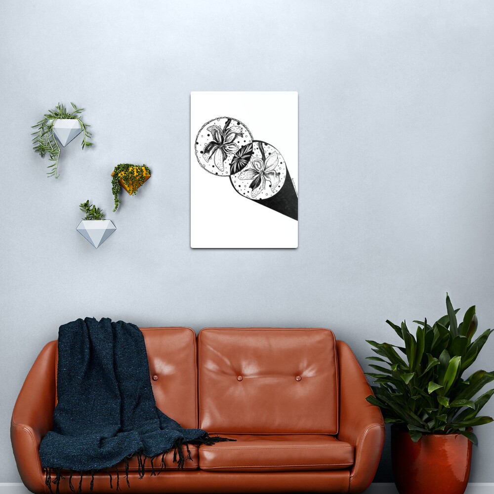 Seeing Double, Ink Drawing Metal Print