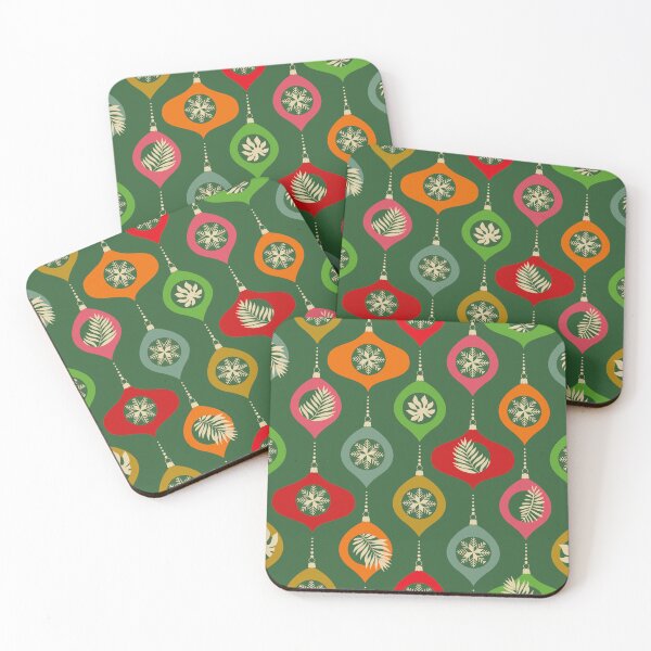 Item preview, Retro Christmas Baubles on Dark Green designed and sold by Dominiquevari.