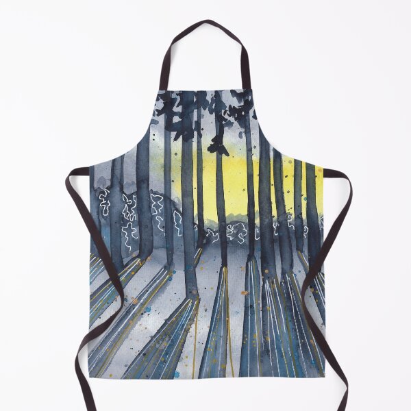 Item preview, Beautiful nature landscape, watercolor blue landscape, sunset in trees designed and sold by anaozzart.