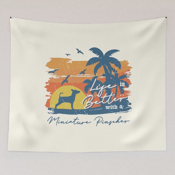 Item preview, Life is Better With Miniature Pinscher Beach Sunset Retro Vintage designed and sold by rafaeltto.