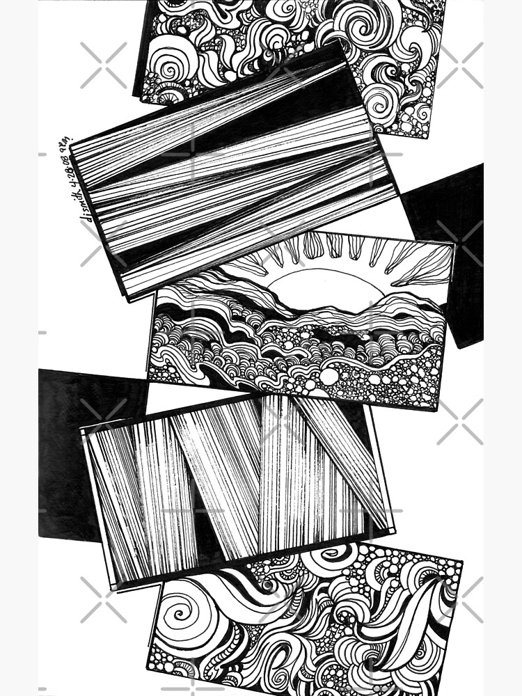 Thumbnail 4 of 4, Metal Print, Daydreaming, Inkdrawing designed and sold by Danielle Scott.