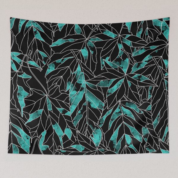 Item preview, Teal and Black Colored Leaf Patterns designed and sold by bloodberi.