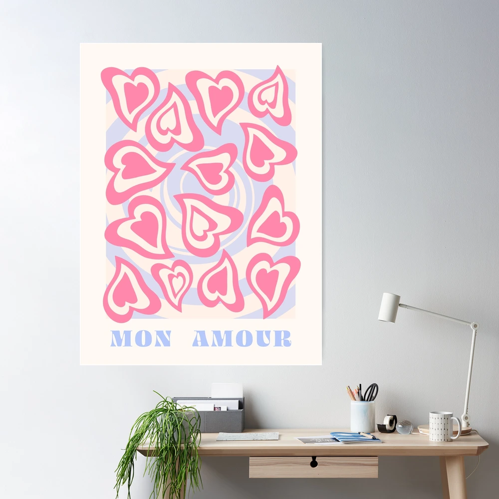 Mon amour, Hearts, Danish pastel, Groovy art, Preppy decor, Valentine's  Day, Y2K aesthetic Poster for Sale by KristinityArt