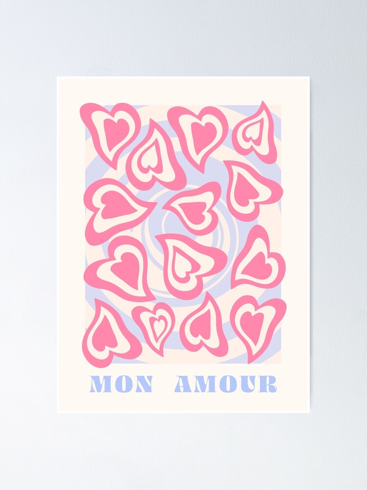 Mon amour, Hearts, Danish pastel, Groovy art, Preppy decor, Valentine's  Day, Y2K aesthetic Poster for Sale by KristinityArt
