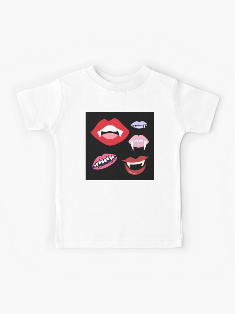 Vampire Teeth Design In Black Background Kids T-Shirt for Sale by