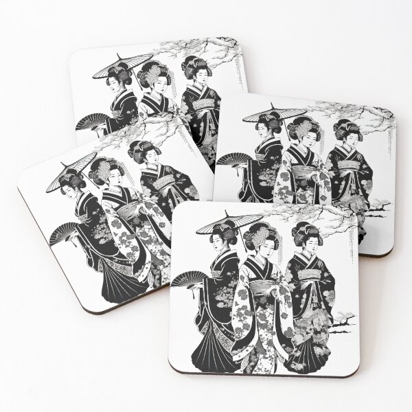 Item preview, Beautiful Geisha in Black and White designed and sold by BellasArtStudio.