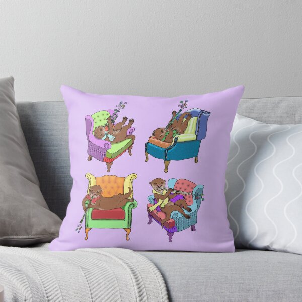 Item preview, Otters Play Music in Wing-backed Chairs designed and sold by MissMusica.