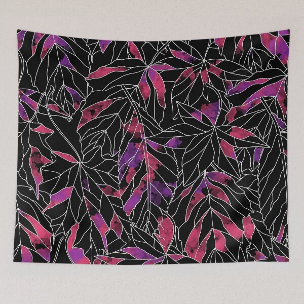Item preview, Pink and Black Colored Leaf Patterns designed and sold by bloodberi.