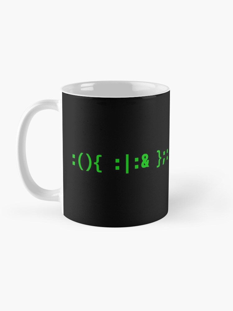Thumbnail 3 of 6, Coffee Mug, Bash Fork Bomb - Green Text Design for Command Line Hackers designed and sold by geeksta.