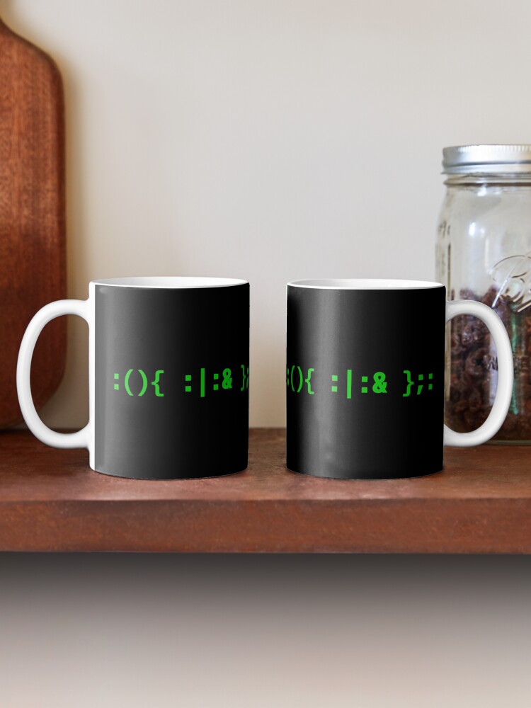 Thumbnail 2 of 6, Coffee Mug, Bash Fork Bomb - Green Text Design for Command Line Hackers designed and sold by geeksta.