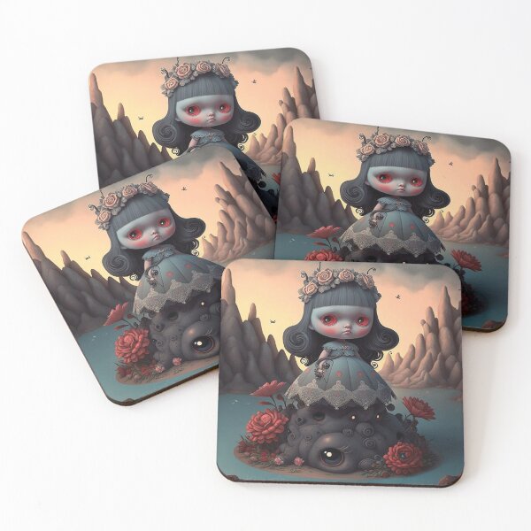 Item preview, Little devil doll girl in a surreal landscape designed and sold by ladarkepoque.