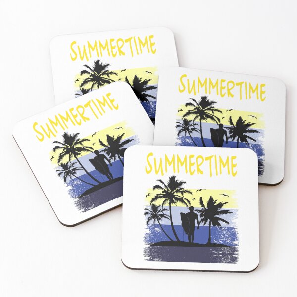 Item preview, Summer time with surfers under palm trees on a beach designed and sold by ReneMM.