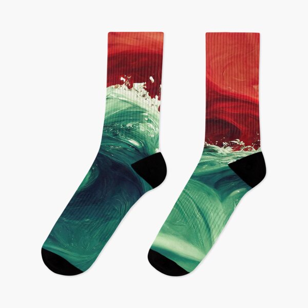 Item preview, Waves of red and green paint colliding and mixing in a wave design designed and sold by justinasv775.