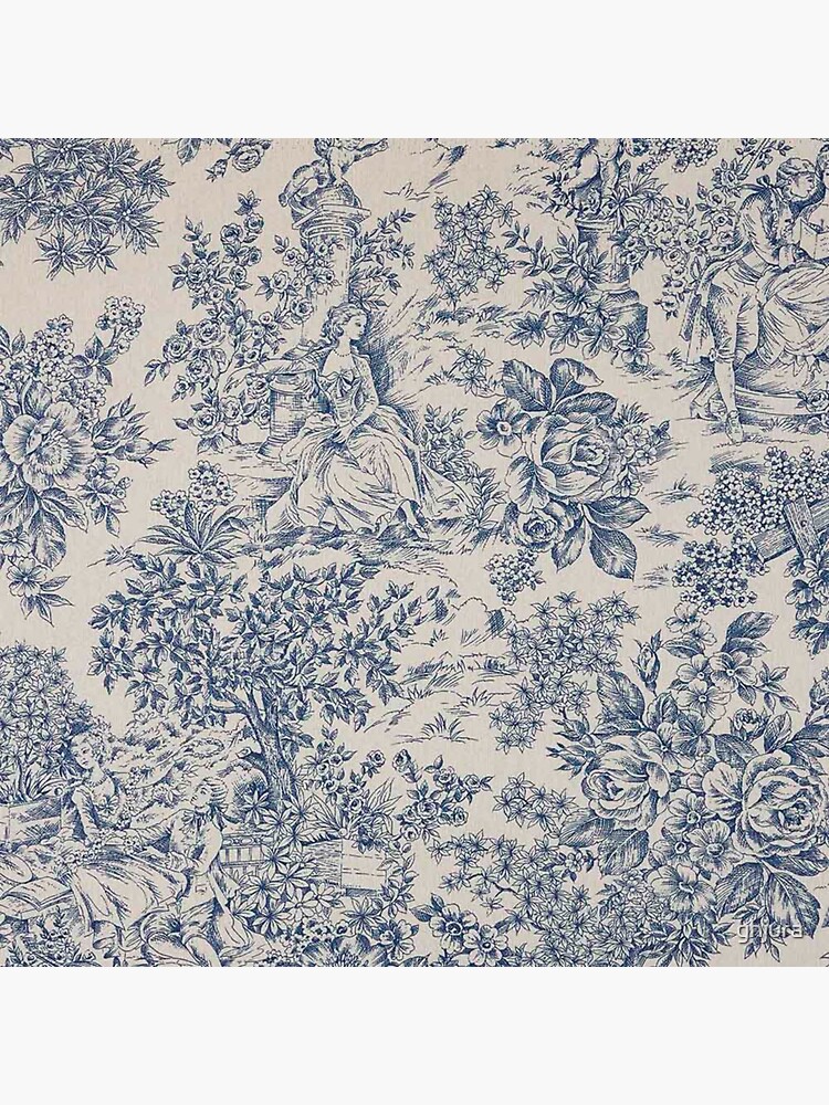 "Blue Toile de Jouy" Sticker for Sale by ghjura Redbubble