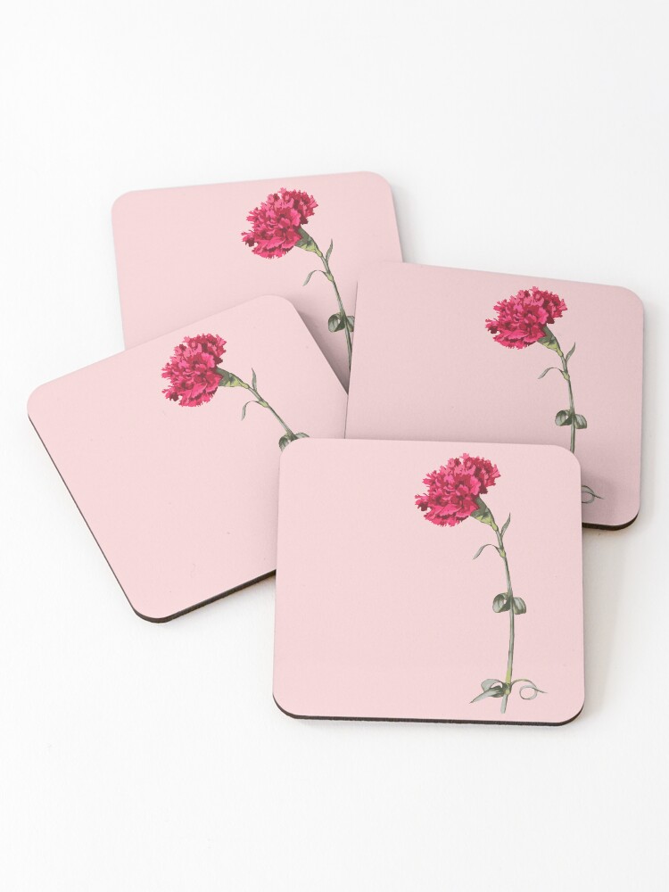 Thumbnail 1 of 5, Coasters (Set of 4), Single Stem Red Carnation Isolated designed and sold by taiche.