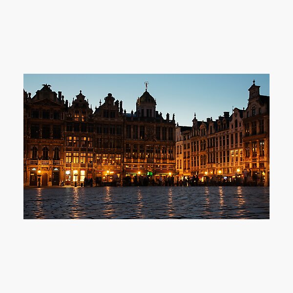 Brussels - Grand Place Facades Golden Glow Photographic Print