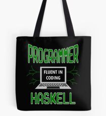 Retro Programmer Design Fluent in Coding Haskell Tote Bag