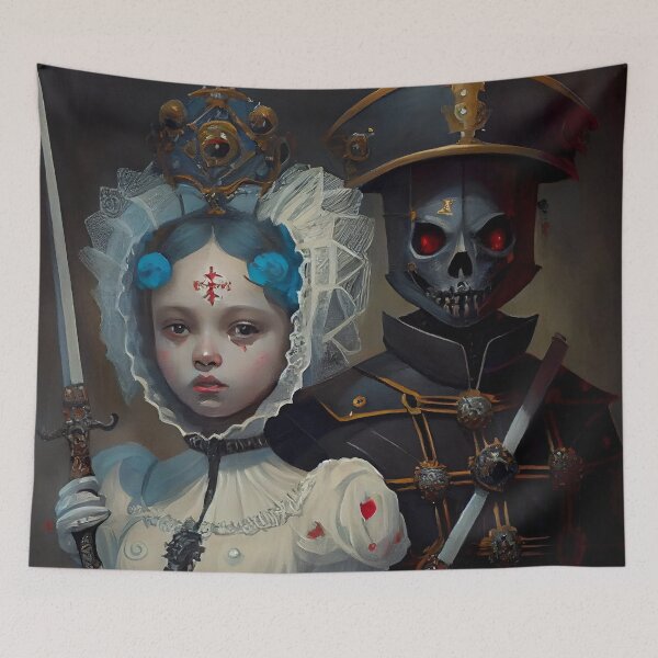 Item preview, Gothic Princess and Robot body guard, Gothic Spooky Victorian Knights Templar inspired Priest and Death designed and sold by The-Dark-Art.