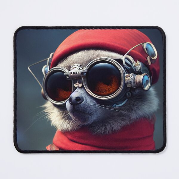 Item preview, Lemur with a pirate style with red scarf and aviator eyeglasses designed and sold by MimozaStudio.