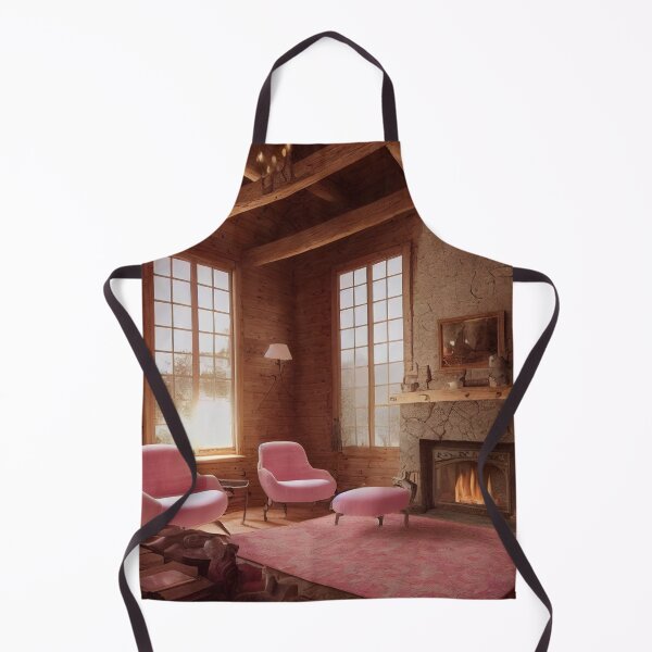 Item preview, Cozy Cabin look, Aesthetic, Fireplace, pink, pastel colors, winter designed and sold by Zaria-ai.