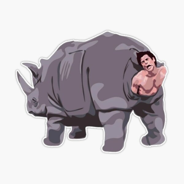 Nature calls fake rhino mechanical rhino rhinoceros him comedian