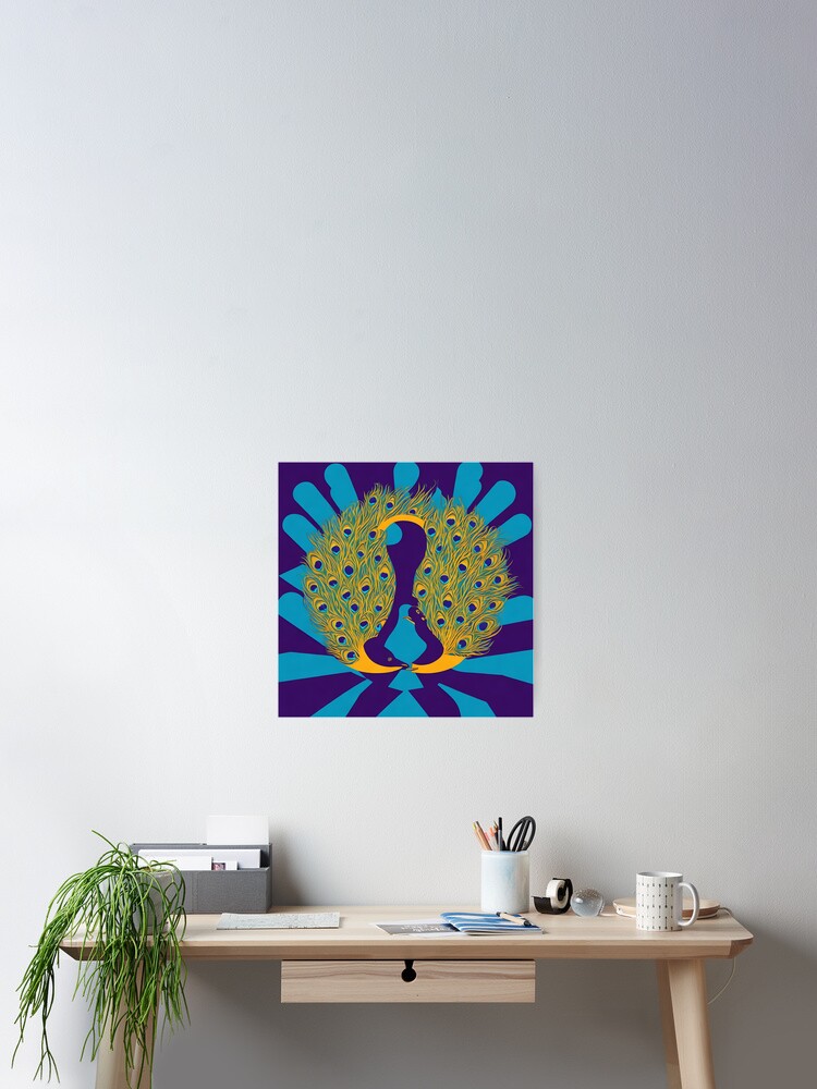 Thumbnail 2 von 3, Poster, Peacock logo, geometric, vector, symmetrical, minimalism designt und verkauft von DrawItOnce.