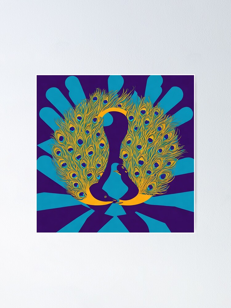Thumbnail 1 von 3, Poster, Peacock logo, geometric, vector, symmetrical, minimalism designt und verkauft von DrawItOnce.