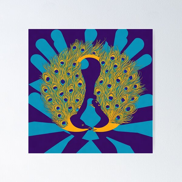Aperçu de l'œuvre Peacock logo, geometric, vector, symmetrical, minimalism créée et vendue par DrawItOnce.