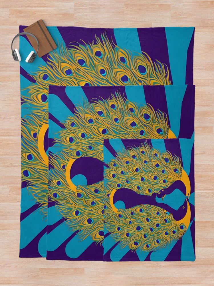Imagen 5 de 6, Manta con la obra Peacock logo, geometric, vector, symmetrical, minimalism, diseñada y vendida por DrawItOnce.