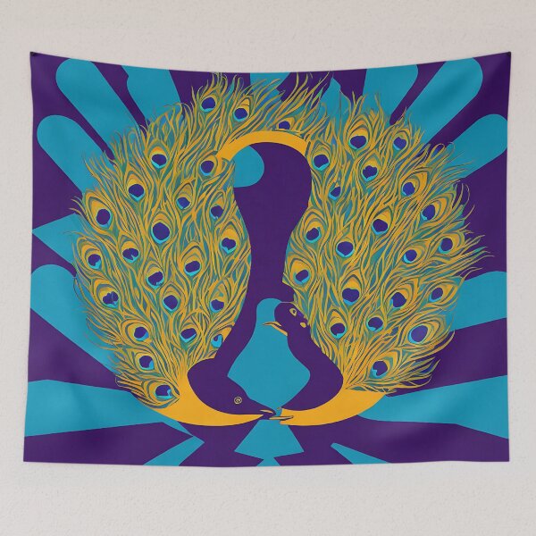 Aperçu de l'œuvre Peacock logo, geometric, vector, symmetrical, minimalism créée et vendue par DrawItOnce.