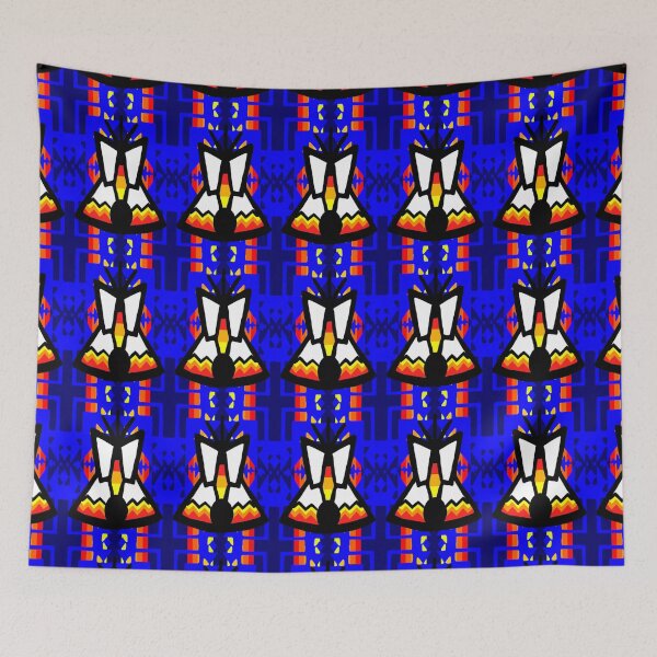 Item preview, Navy / Blue / Fire Color / Tipi Native Blanket Print designed and sold by JMWCD.