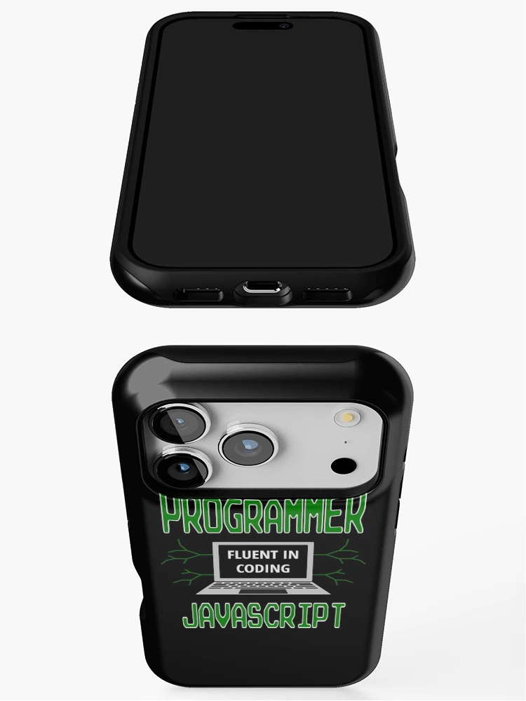 Thumbnail 3 of 4, iPhone Case, Retro Programmer Design Fluent in Coding JavaScript designed and sold by geeksta.