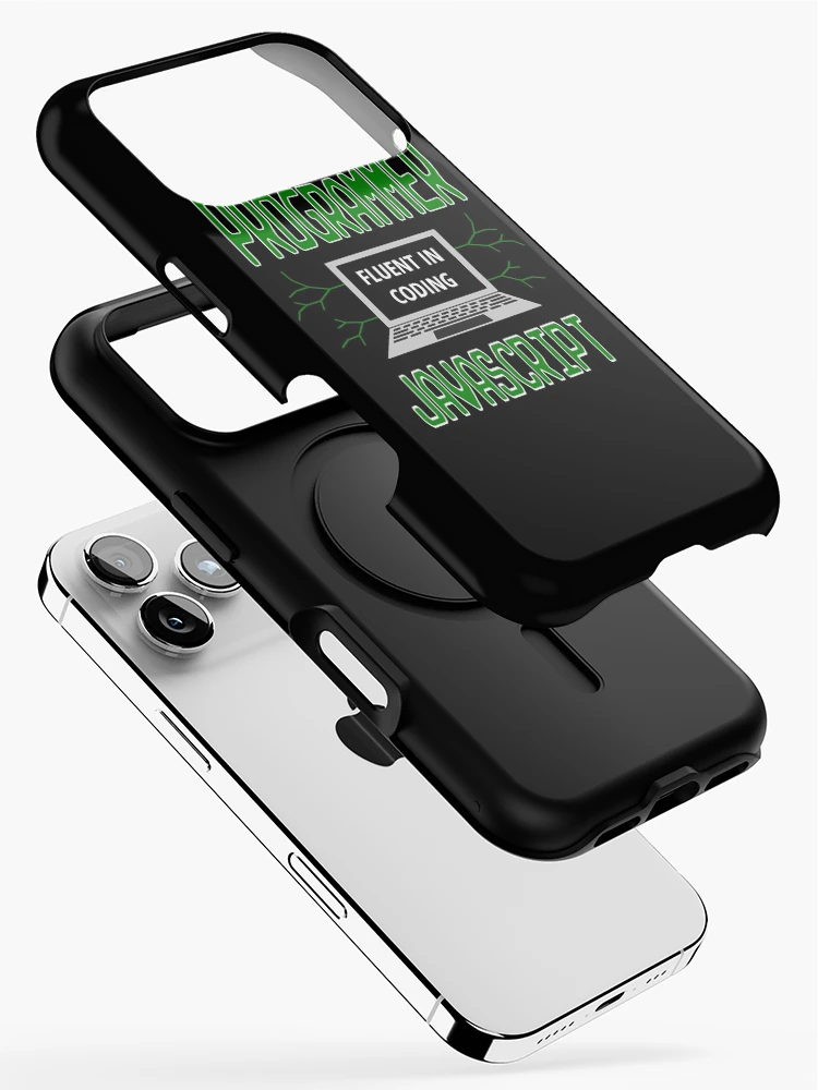 Thumbnail 2 of 4, iPhone Case, Retro Programmer Design Fluent in Coding JavaScript designed and sold by geeksta.