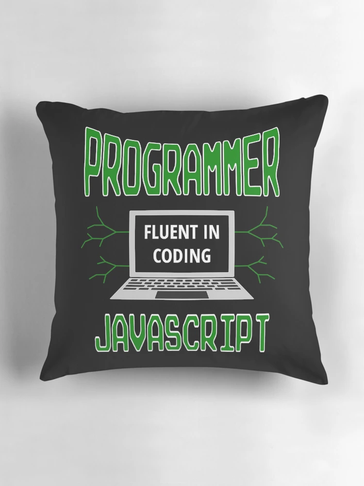 Thumbnail 3 of 4, Pillow, Retro Programmer Design Fluent in Coding JavaScript designed and sold by geeksta.