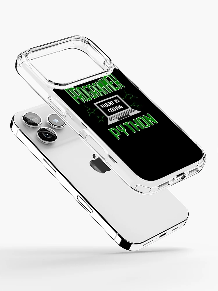 Thumbnail 2 of 5, iPhone Case, Retro Programmer Design Fluent in Coding Python designed and sold by geeksta.