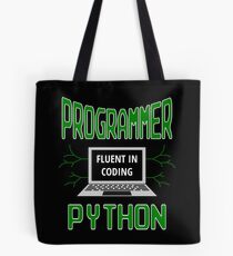 Retro Programmer Design Fluent in Coding Python Tote Bag