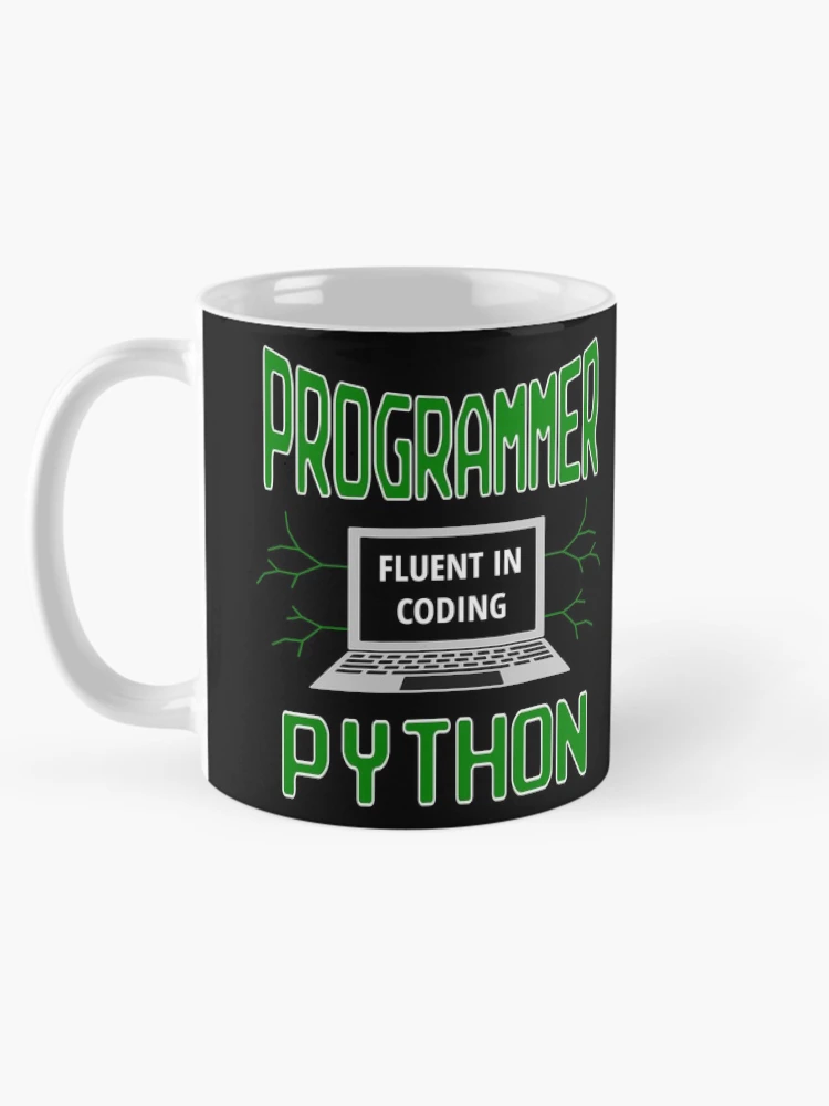 Thumbnail 5 of 6, Coffee Mug, Retro Programmer Design Fluent in Coding Python designed and sold by geeksta.