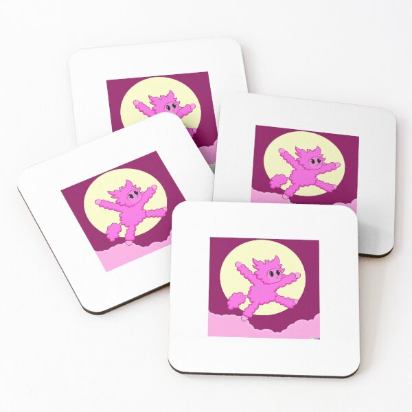 Item preview, Pink furry animal jumping on the moon 80s designed and sold by ItsNikkiArts.