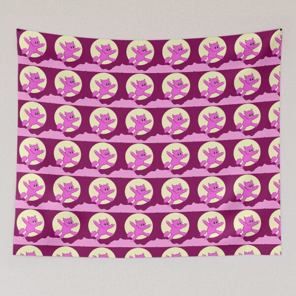 Item preview, Pink furry animal jumping on the moon 80s designed and sold by ItsNikkiArts.