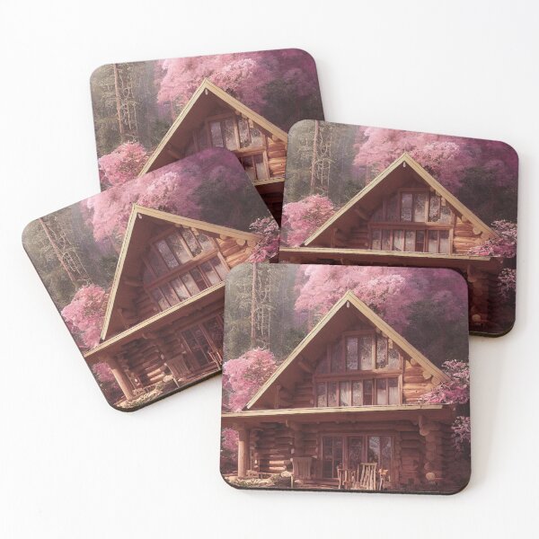 Artikelvorschau, Beautiful Cabin, Forest, pink, aesthetic entworfen und verkauft von Zaria-ai.