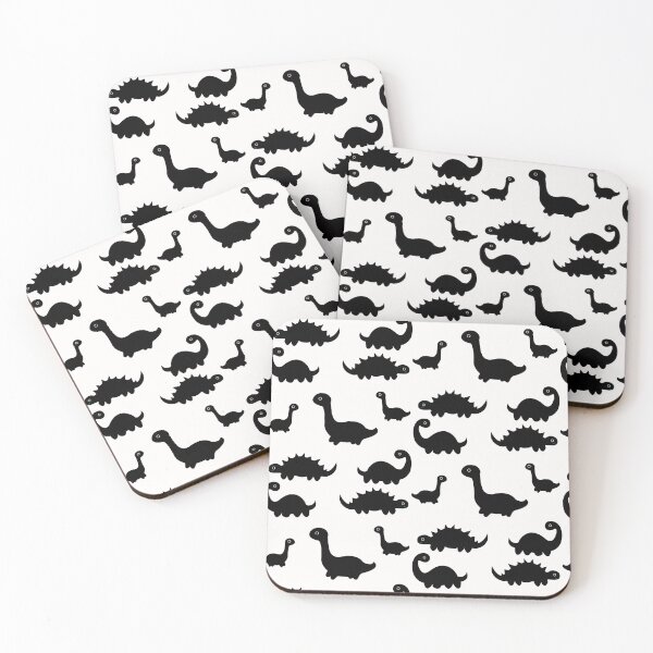 Item preview, Cute Black Dinosaurs With Baby Dinos Pattern On A White Background For Dino Lovers  designed and sold by Kodexstore.