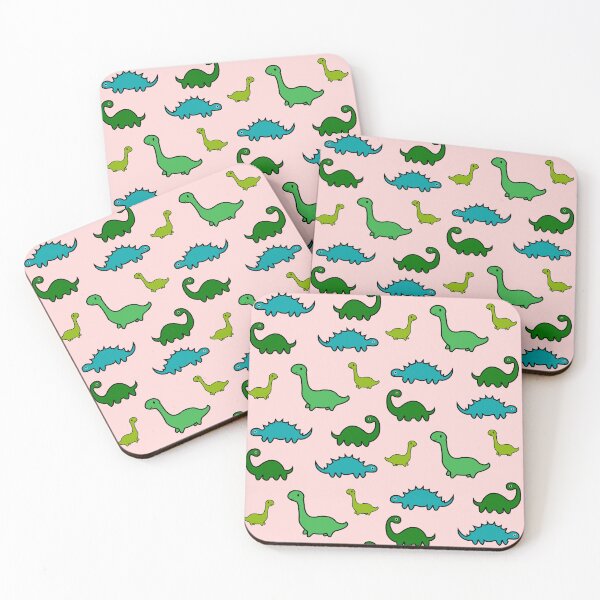 Item preview, Cute Green Dinosaurs With Baby Dinos Pattern On A Soft Pink Background  designed and sold by Kodexstore.