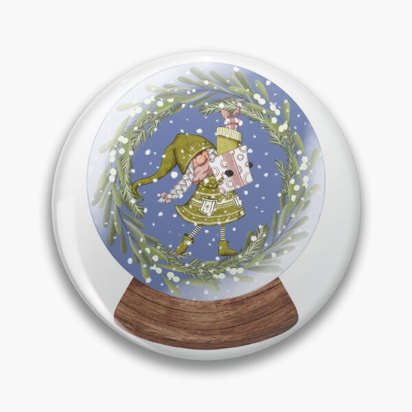 Item preview, Snow Globe Christmas Gnome Girl with a Bundle of Presents 3 designed and sold by TasimaDesign.