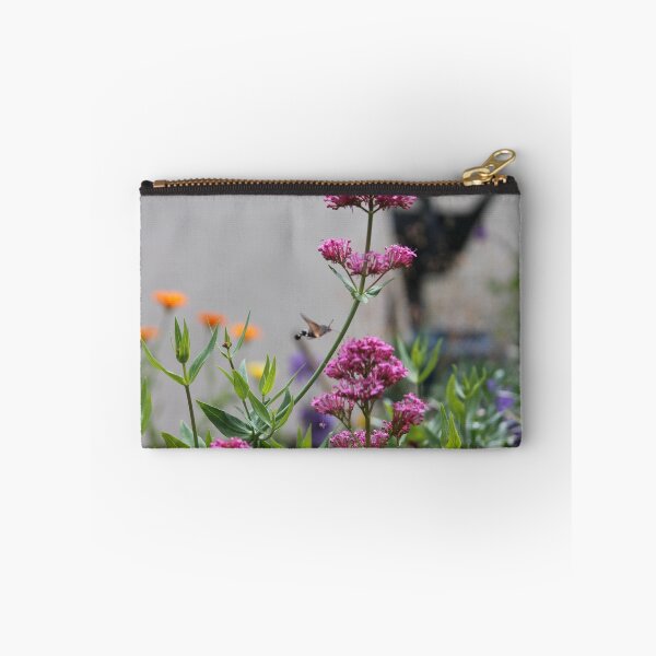 Item preview, Hummingbird hawk-moth in English country garden designed and sold by bodragonfly.