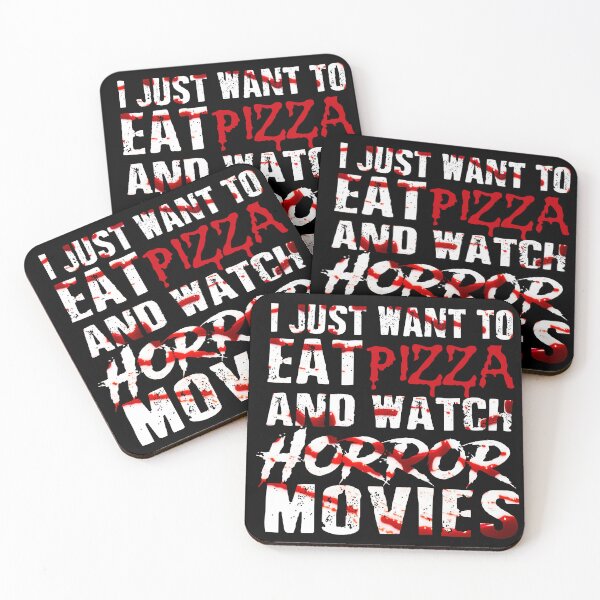 Item preview, I Just want to Eat Pizza and watch Horror Movies designed and sold by CraftyCoderChic.