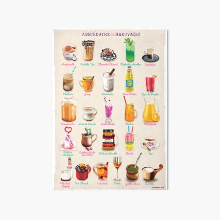 Beverages ABC Art Board Print